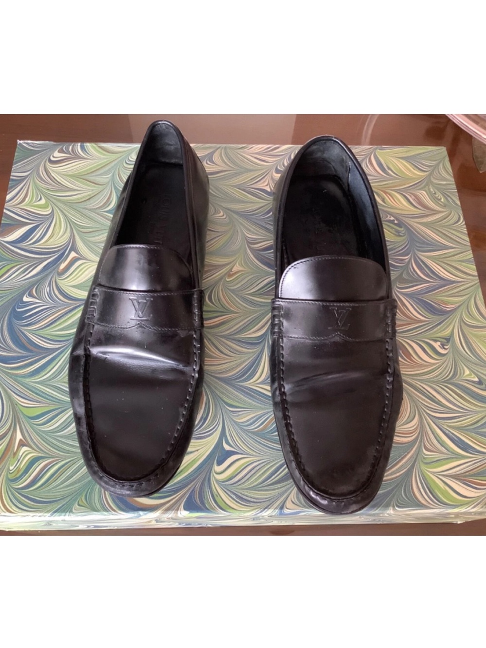 Louis Vuitton Black Leather Penny Loafers for Men
